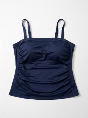 Lands' End Navy Ruched Swim Tankini Top Size 20W NWT